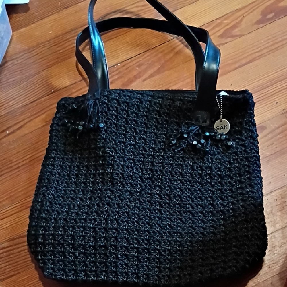 The Sak Black Crochet Tote Bag